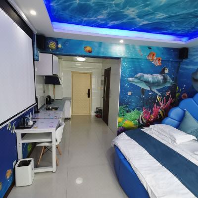 浪漫海洋主题圆床房