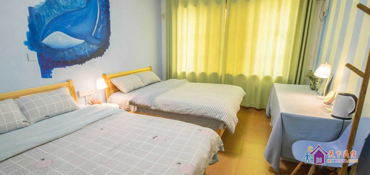 蓝色海洋双床房