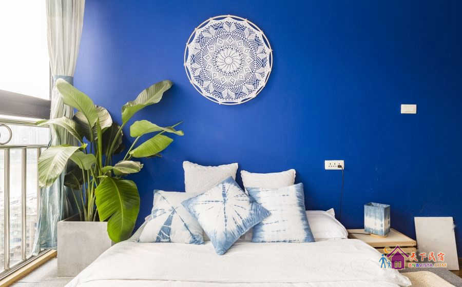 手工扎染蓝江景套房