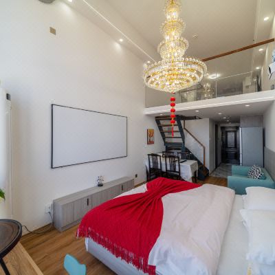 LOFT家庭双床房(巨幕影音+乳胶床垫+冰箱+洗衣机)