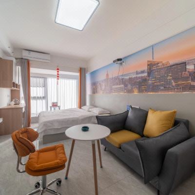 全屋智能投影城景大床房(巨幕影音+乳胶床垫+冰箱+洗衣机)