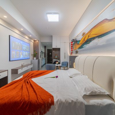 全屋智能投影海景大床房(巨幕影音+乳胶床垫+冰箱+洗衣机)