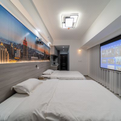 全屋智能投景双床房(巨幕影音+乳胶床垫+冰箱+洗衣机)