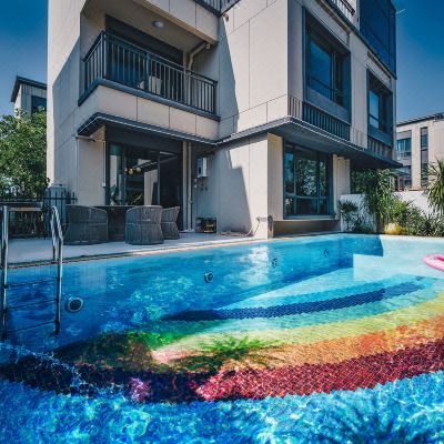 西西里·彩虹泳池·4房6床·独栋别墅·KTV·烧烤·麻将·私人花园