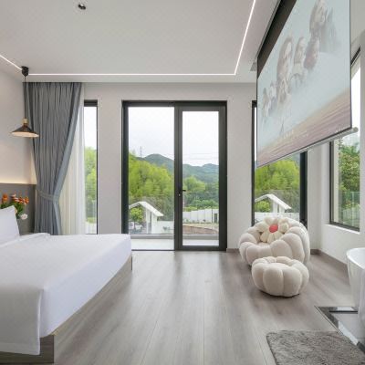 双子208·山景露台投影大床房