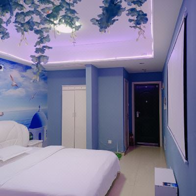 轻奢爱琴海主题房（洗衣机+厨房）