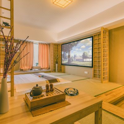 日系富士山下榻榻米影院房-100寸巨幕+洗衣机+影视VIP