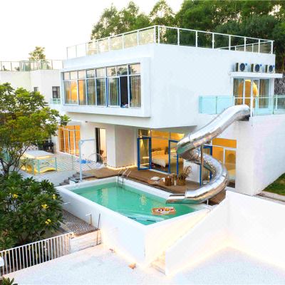 圣托里尼∙6房轰趴别墅-私家滑梯泳池+KTV+庭院烧烤+自动麻将+桌球