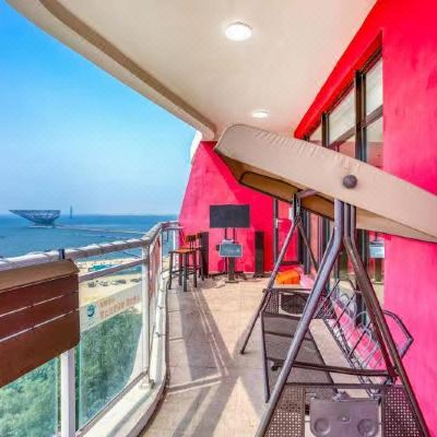 180度海景大平台烧烤两室套房-50米大平台·网红彩灯·观海露台