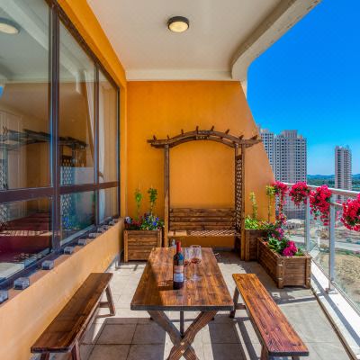 庭院式大平台烧烤海景家庭房