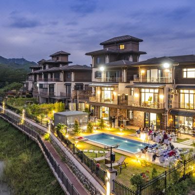 晨光·湖景6房8床别墅（180°望鹭岛湖景·泳池·泡池·独立KTV房·麻将·电烧烤·网红泳具）