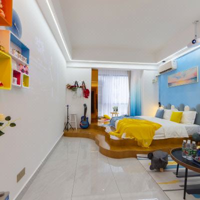 伴山.ins风榻榻米投影大床房(洗衣机+冰箱+厨房)