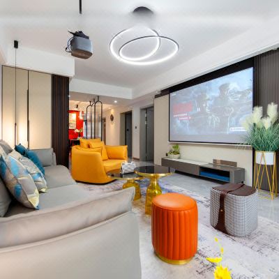 设计师撞色轻奢风4室1厅双卫百寸投影家庭影院房（洗衣机+冰箱+厨房）