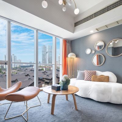 高空太古里夜景单卧套房（投影+烘干洗衣机+厨房）