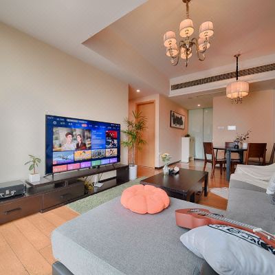 观景简约双卧套房（两室两卫+烘干洗衣机+厨房）