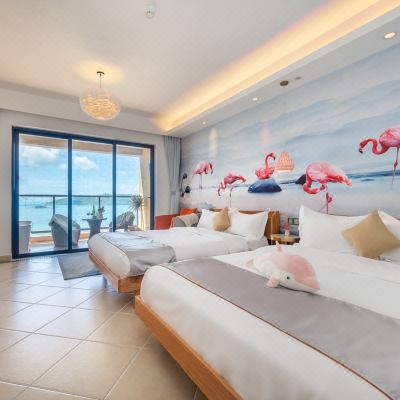 火烈鸟主题高层全海景双床房（带浴缸）