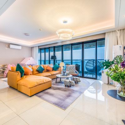 高层亲子日落云汐190°一线海景大四居室套房-配浴缸