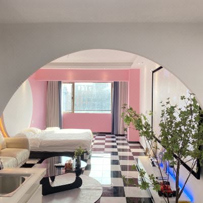 臻宸一方「少女粉」哈曼卡顿投影大床房