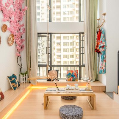 日式和风樱花秋千榻榻米（餐饮吧台+洗衣机+厨房+冰箱）