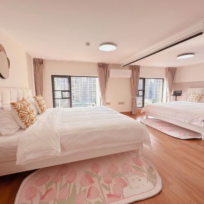 夏日冰橙·麻将双床套房（高清投影+吧台+洗衣机+冰箱）