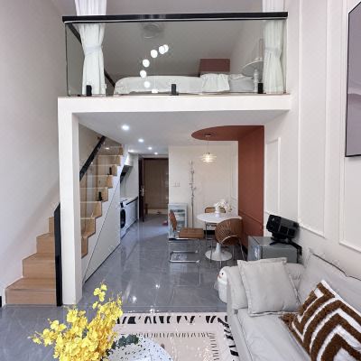 尊享红·投影大床复式套房（餐饮吧台+小米柜筒洗衣机+厨房+冰箱）