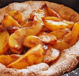 Dutch baby with spiced peaches